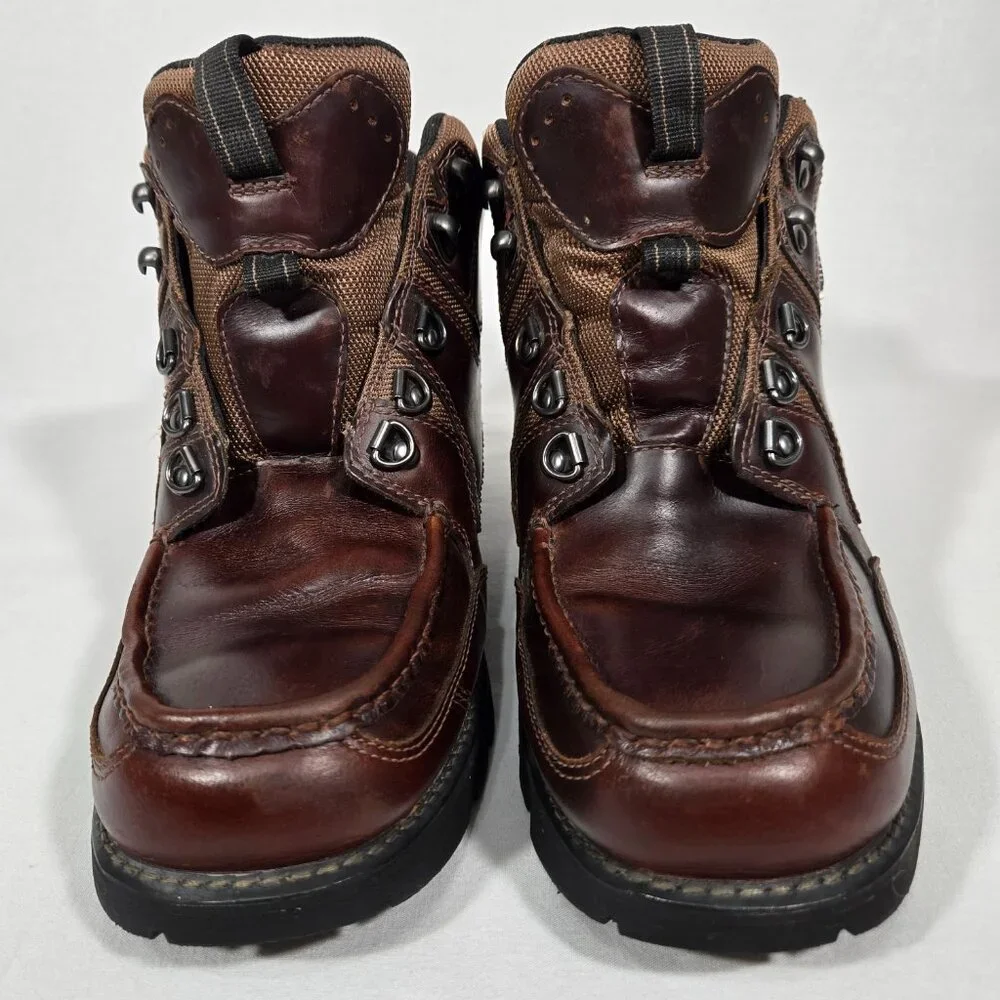 ROCKPORT XCS Burgundy & Brown Leather HIDRO-SHIELD Waterproof Boots Men Size 10 - Picture 5 of 17
